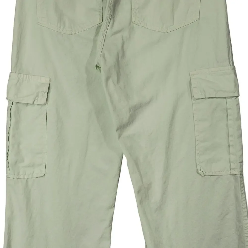 Stradivarius STR Cargo Pants sz 8 Women Pistachio Green Pockets Spring Coachella